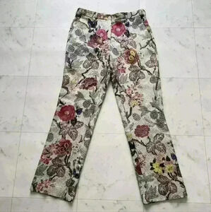 ETRO  Womens Jacquard ︎Beige Paisley Flower Bottoms Pants Size 44 Made in Italy
